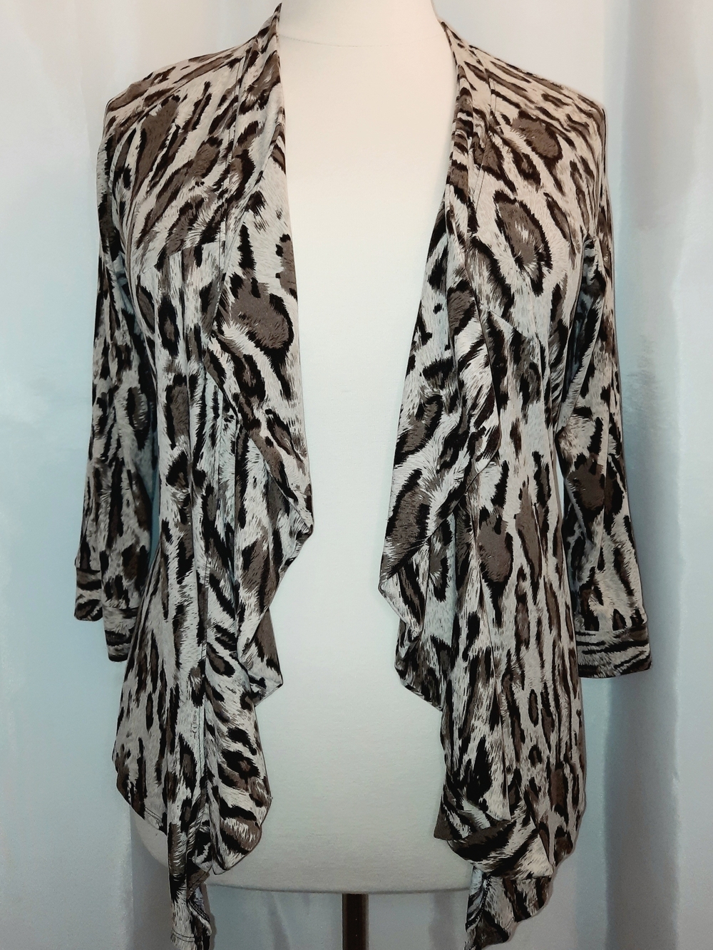 Milano Open-Front Leopard Print Cardigan - Beige, Brown & Black Womens LG